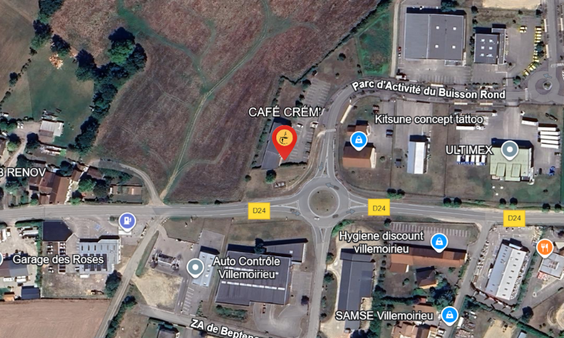 Carte statique plaçant le CAFÉ CRÉM’ Villemoirieu